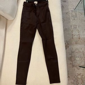 L'AGENCE High Rise Brown Coated Pants